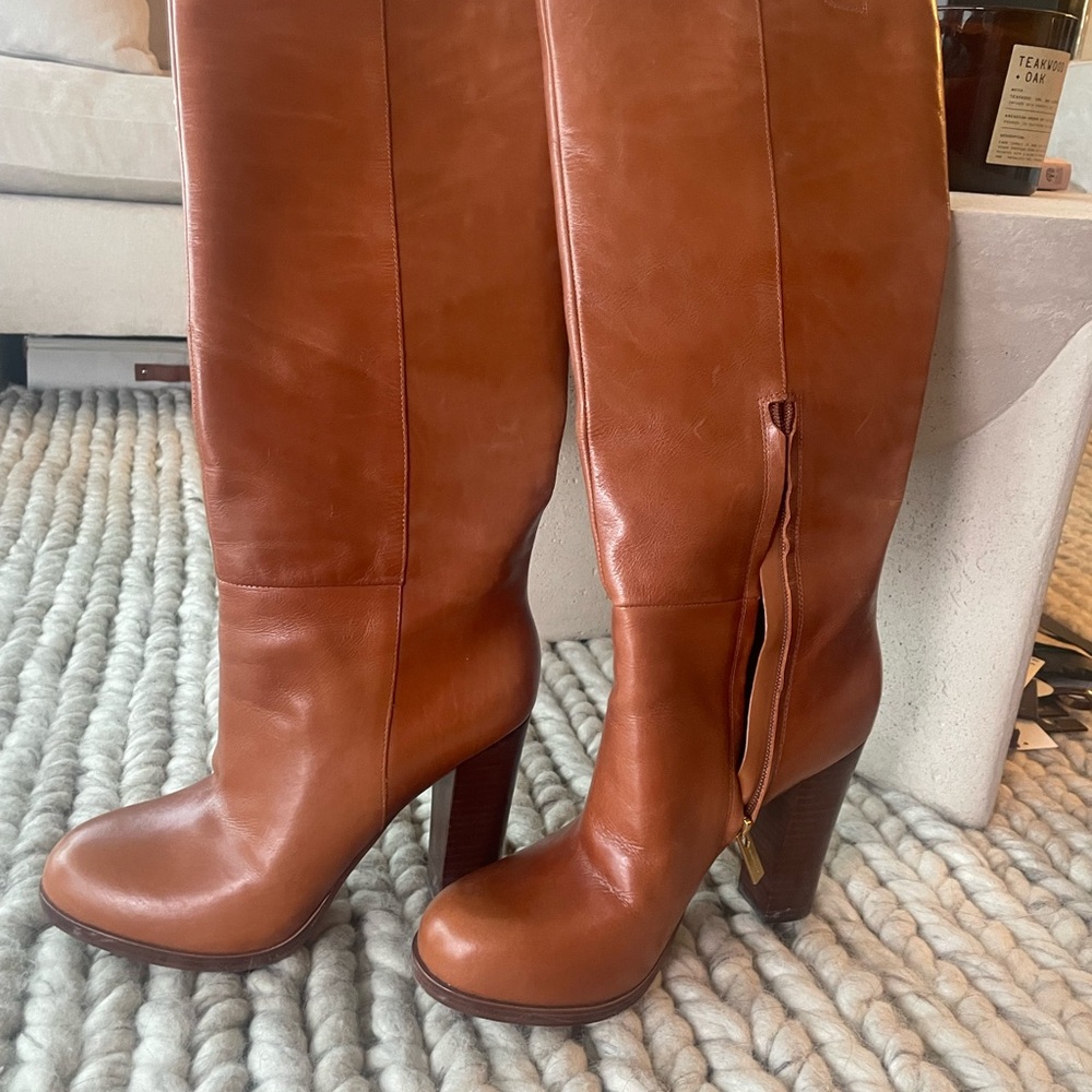 Vince Camuto Brown Leather Knee-High Boots
